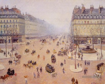 avenue de l opéra place du thretre francais temps brumeux 1898 Camille Pissarro Peinture à l'huile